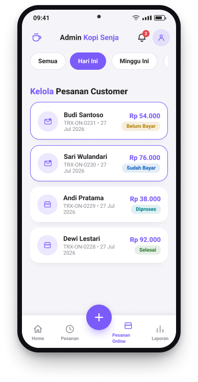 Pesanan online pelanggan