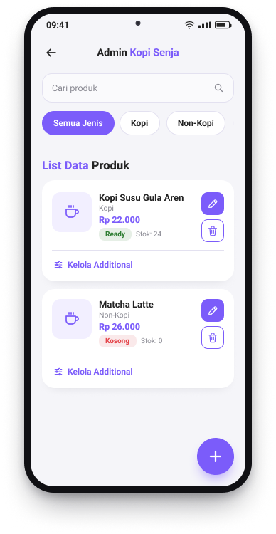 Daftar produk & menu