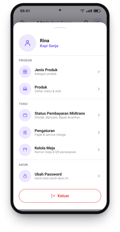Menu profil & pengaturan